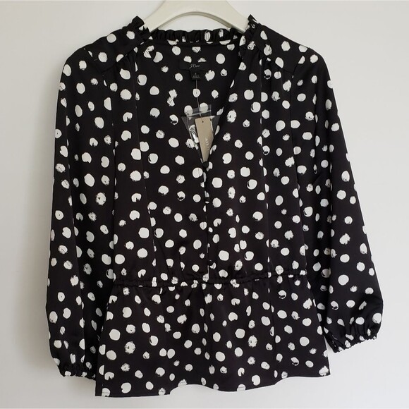NWT J. Crew Peplum Blouse Satin Backed Crepe - Picture 5 of 6